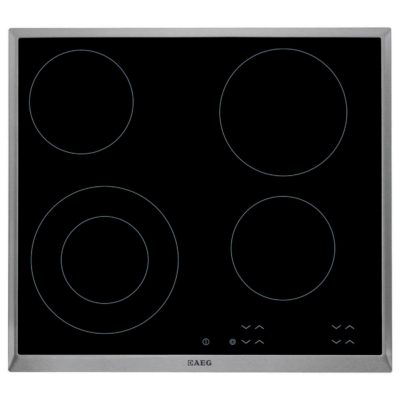 AEG HK624010XB 60cm Ceramic Hob in Blackwith Stainless Steel Trim AEG HK624010XB 60cm Ceramic Hob in Blackwith Stainless Steel Trim